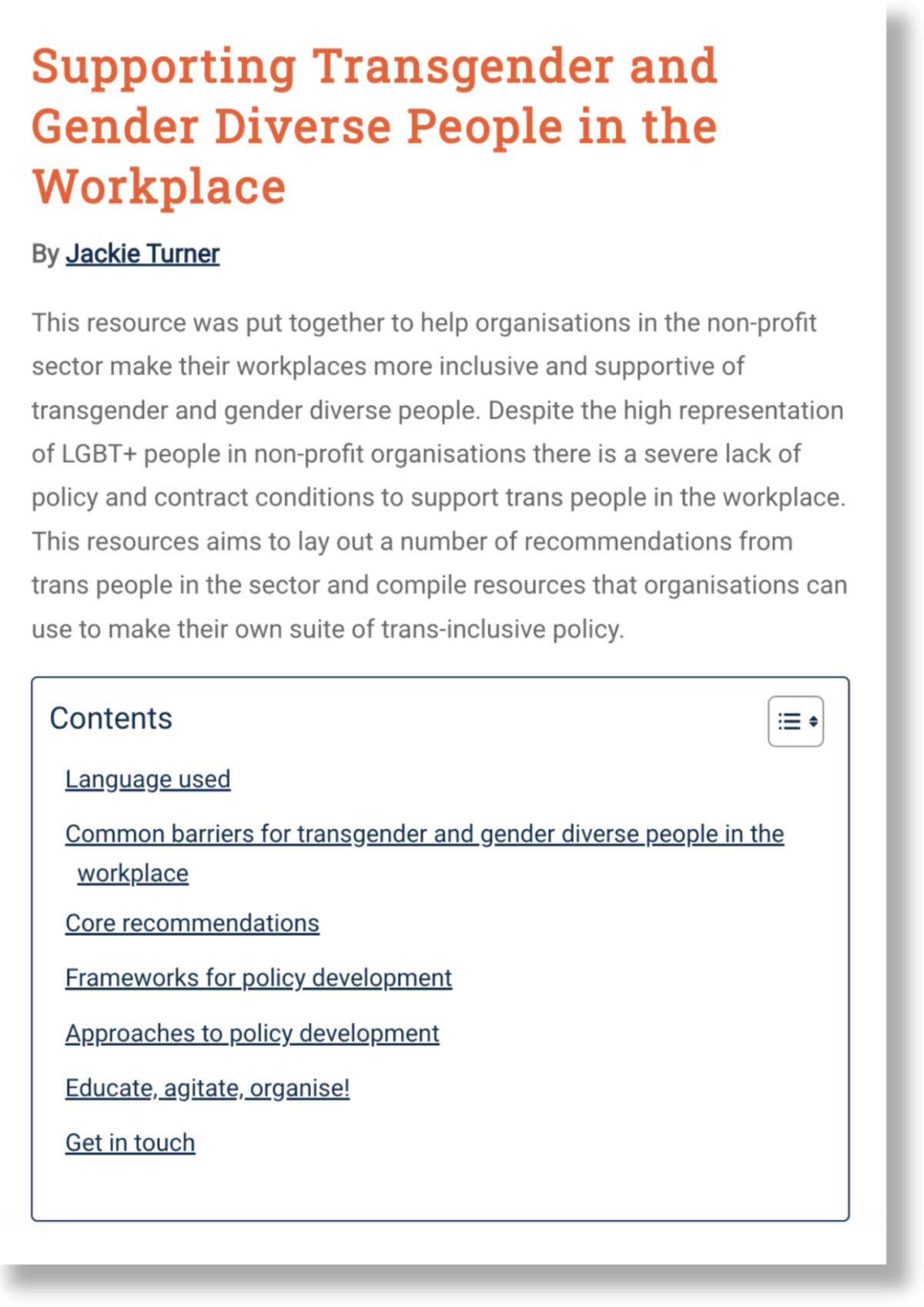 Transgender Project Resources - Trans Justice Project